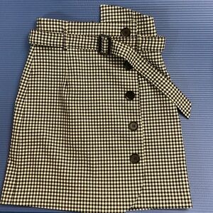 Black and White Plaid Mini Skirt